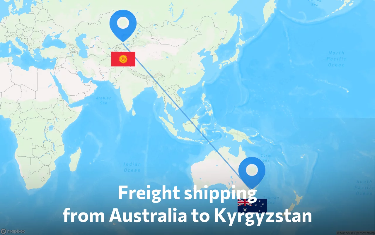 Shipping route from Australia to Kyrgyzstan