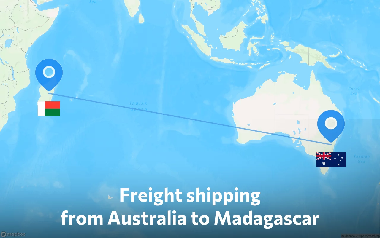 Shipping route from Australia to Madagascar