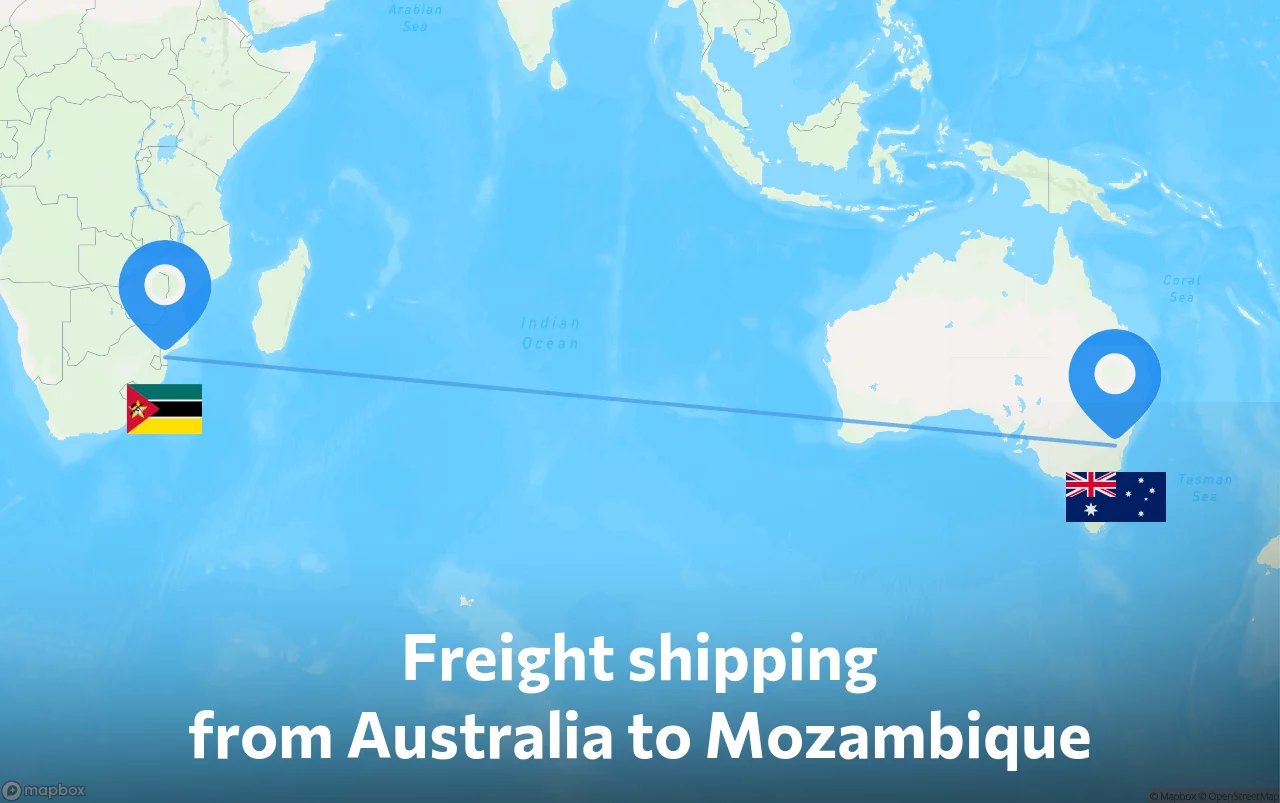 Shipping route from Australia to Mozambique