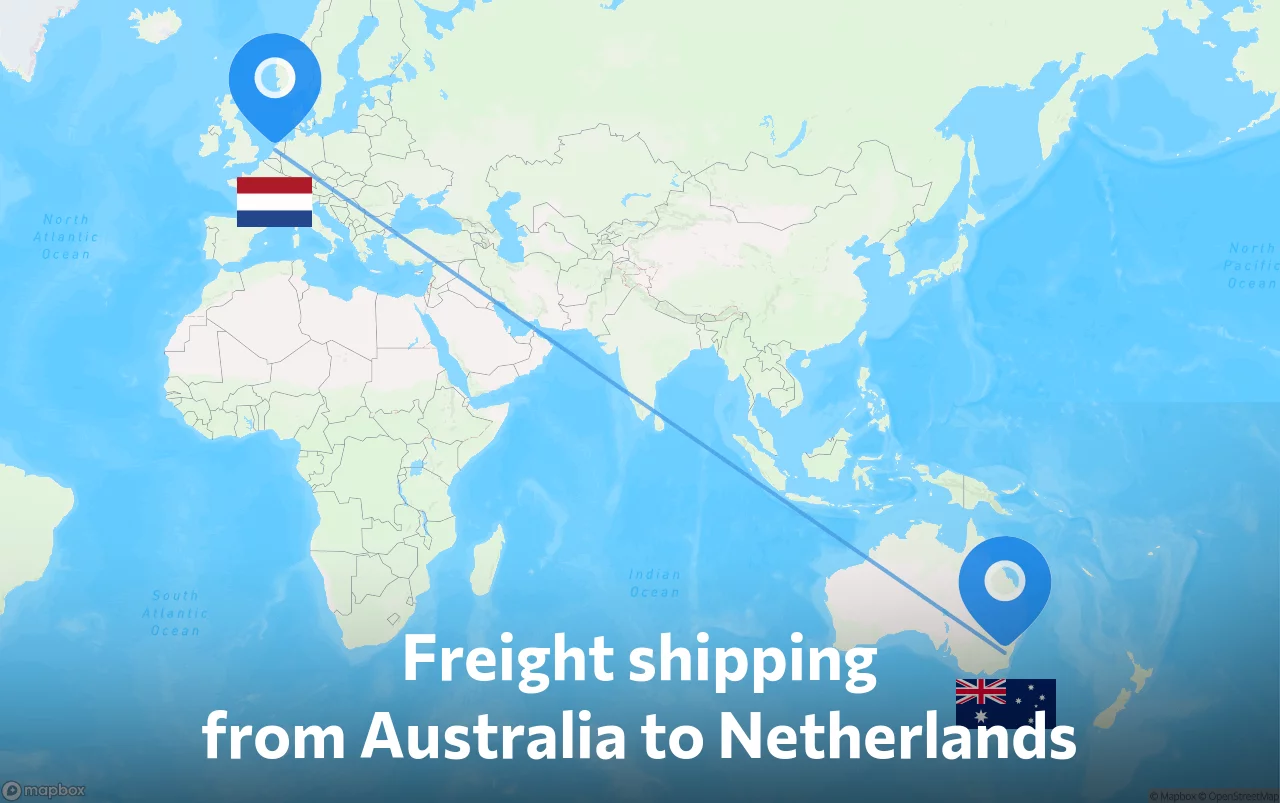 Shipping route from Australia to Netherlands