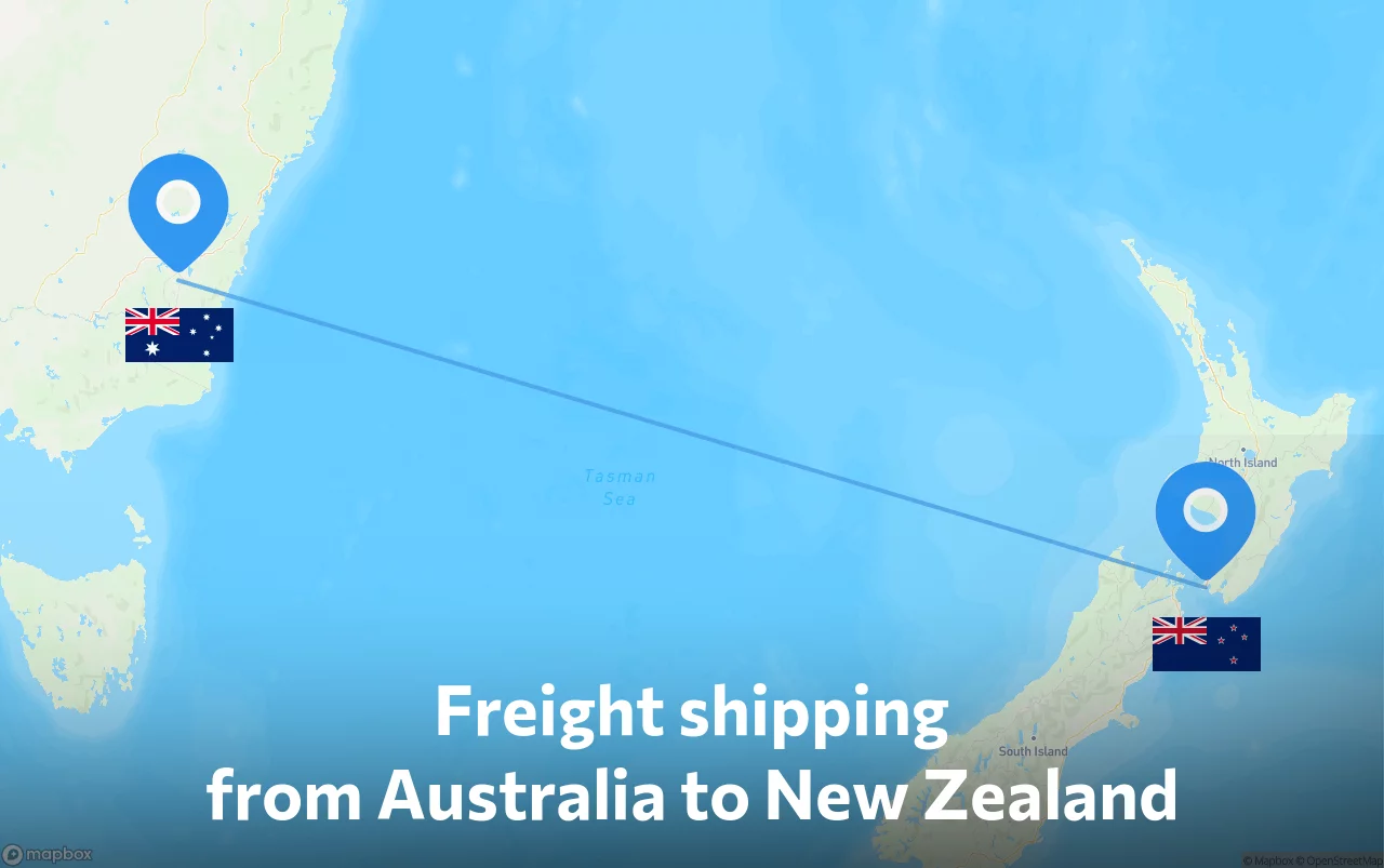 Shipping route from Australia to New Zealand