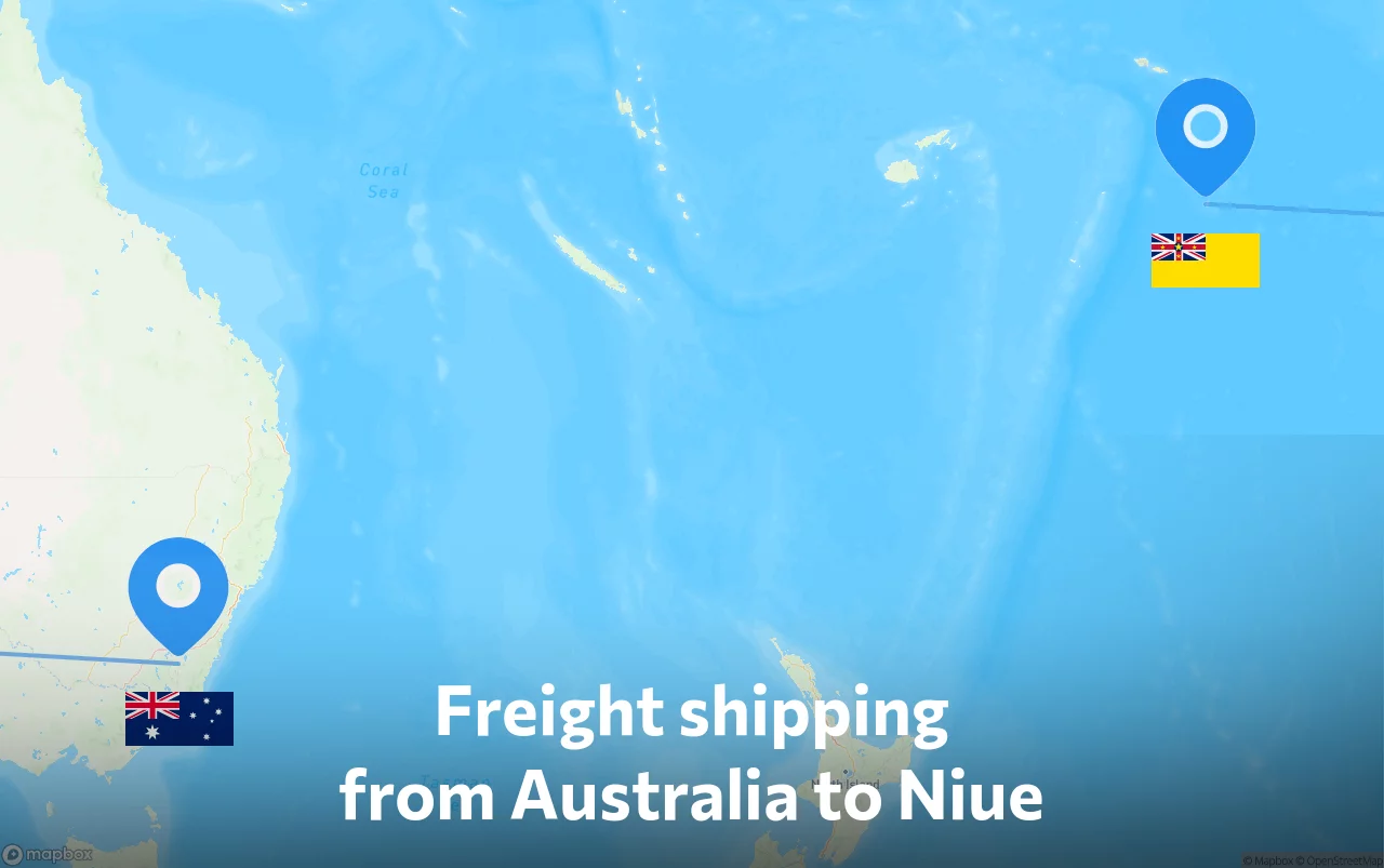 Shipping route from Australia to Niue