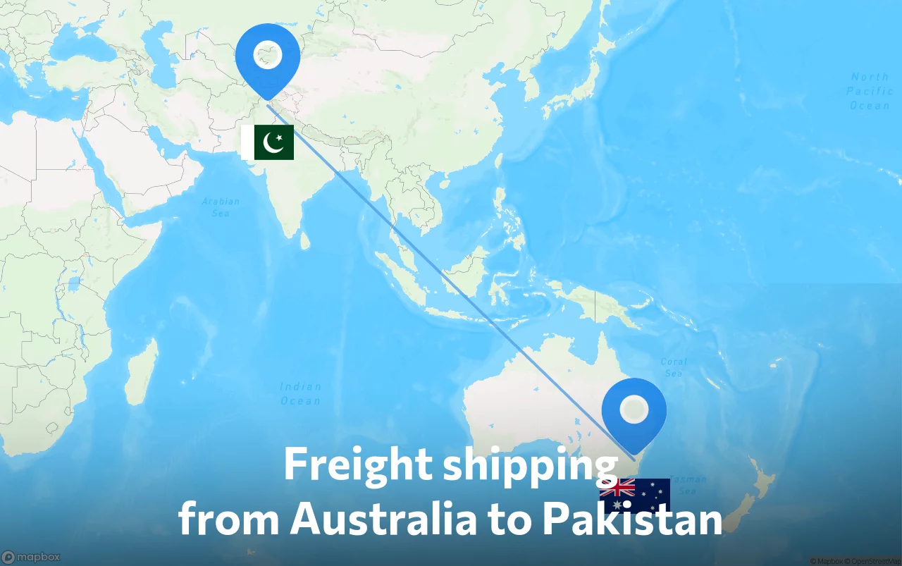 Shipping route from Australia to Pakistan