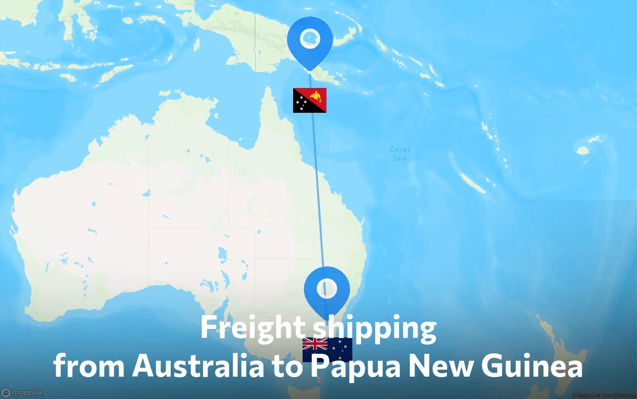 Shipping route from Australia to Papua New Guinea