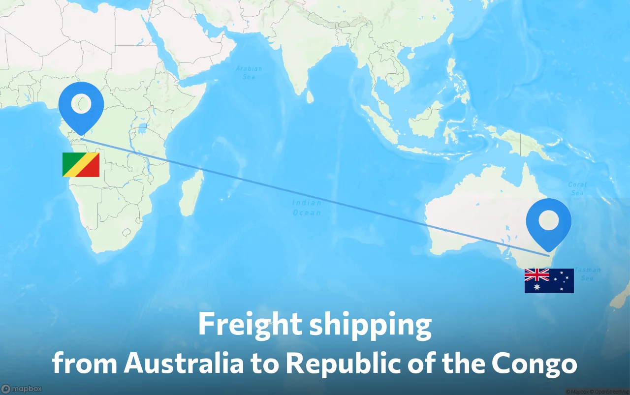 Shipping route from Australia to Republic of the Congo