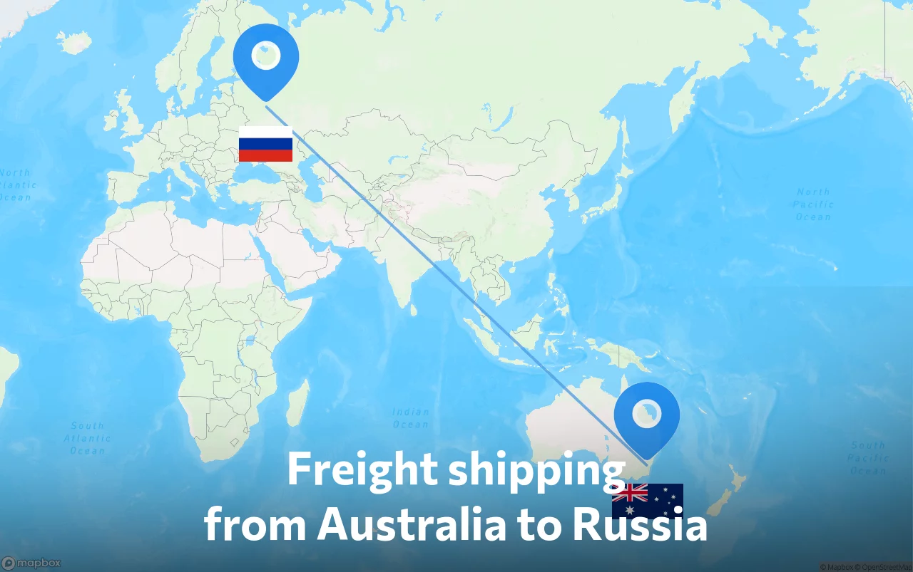 Shipping route from Australia to Russia