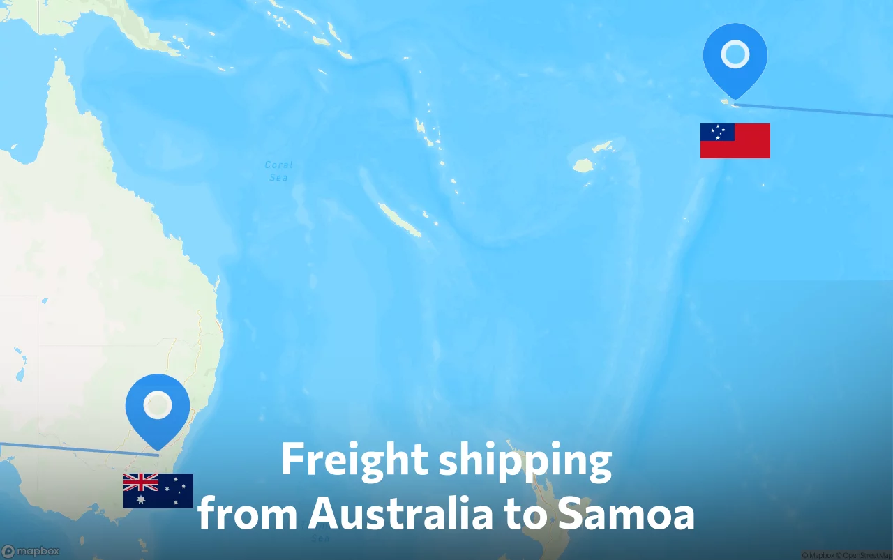 Shipping route from Australia to Samoa
