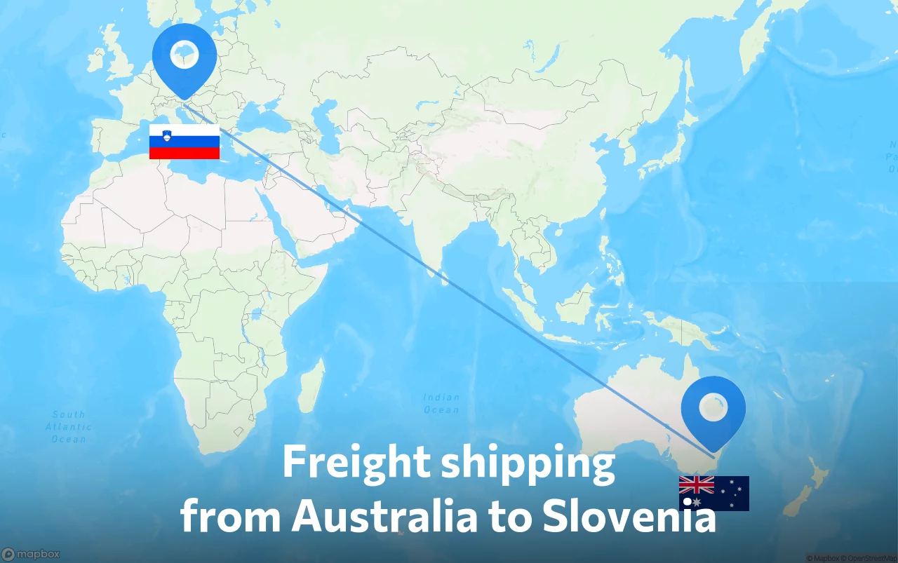 Shipping route from Australia to Slovenia
