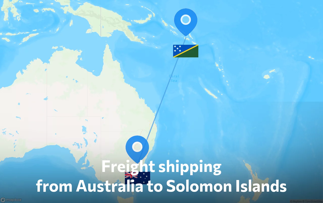 Shipping route from Australia to Solomon Islands
