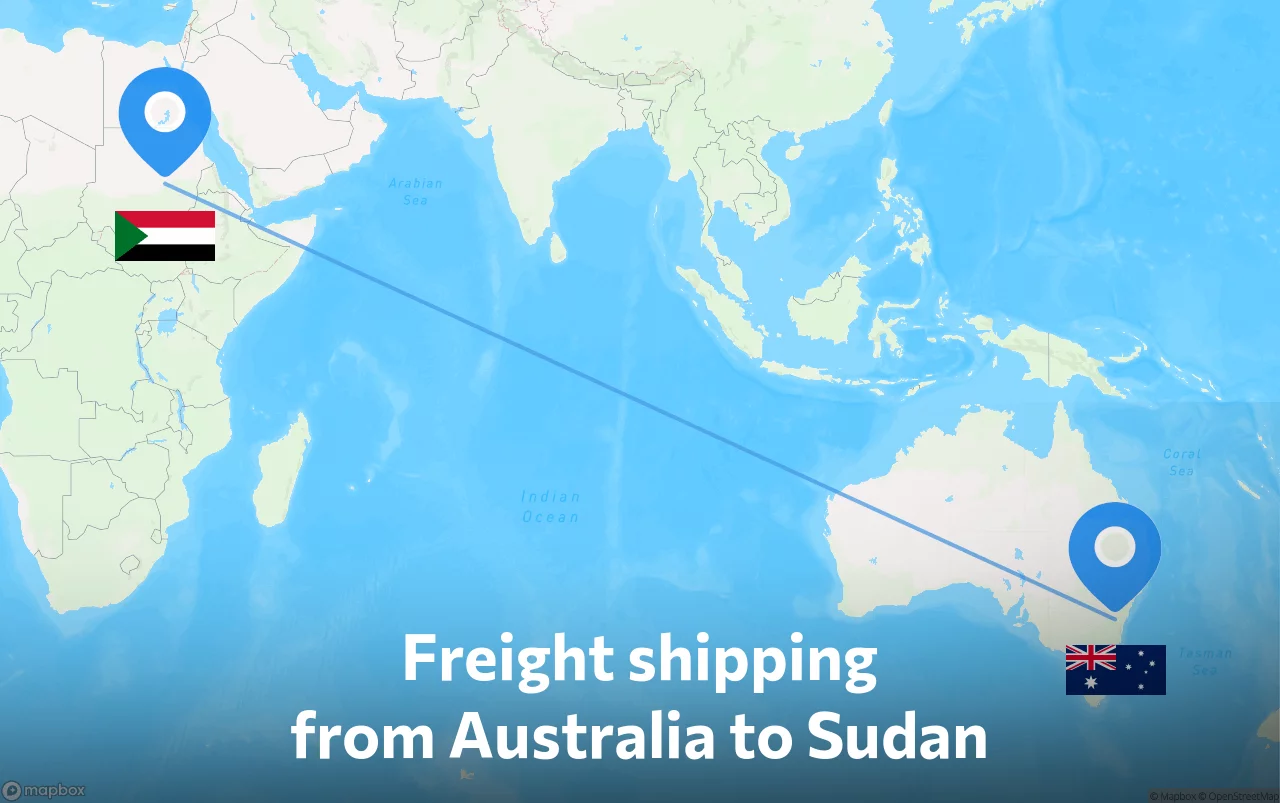 Shipping route from Australia to Sudan