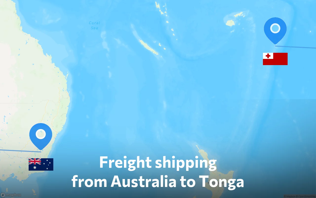 Shipping route from Australia to Tonga