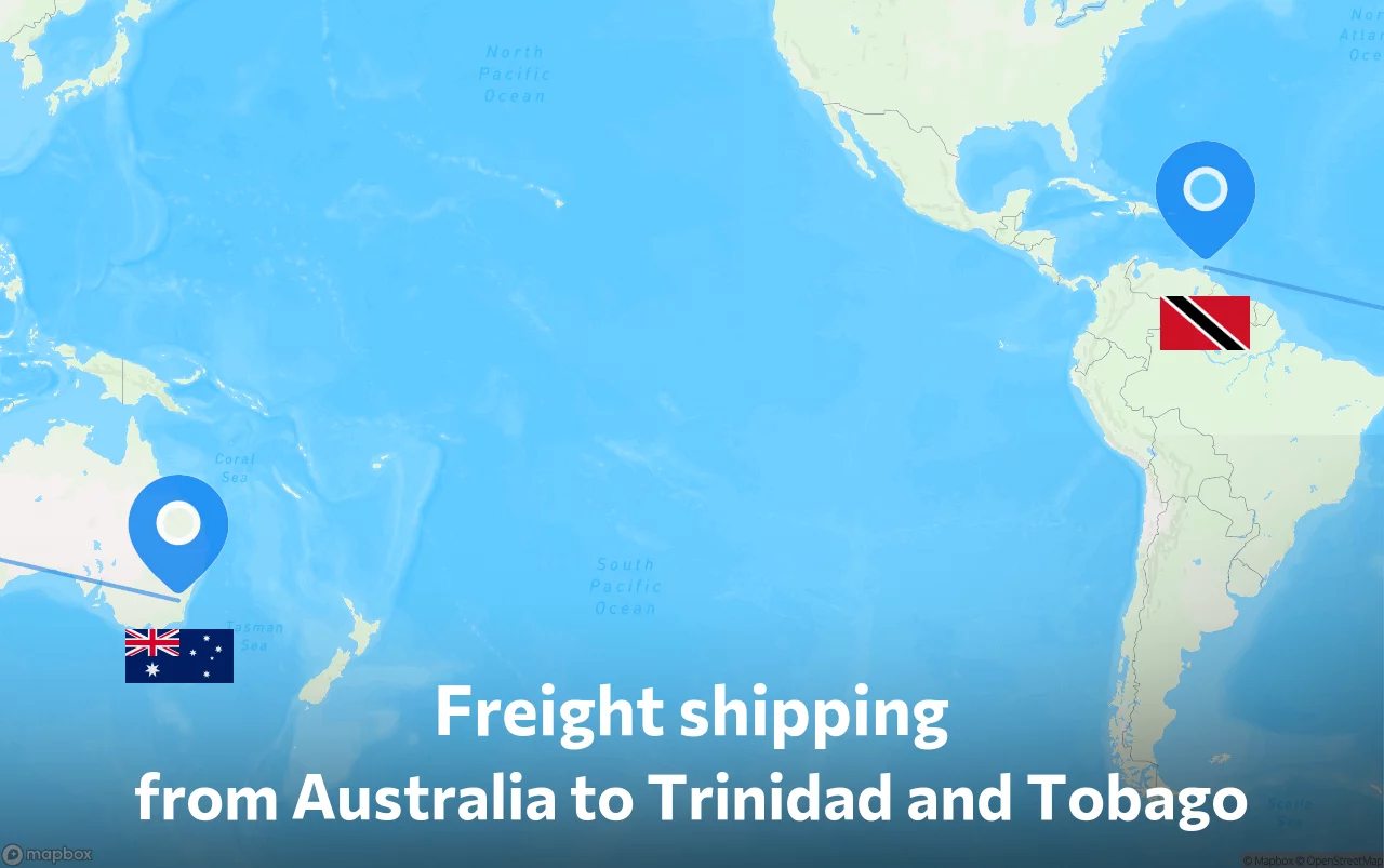 Shipping route from Australia to Trinidad and Tobago