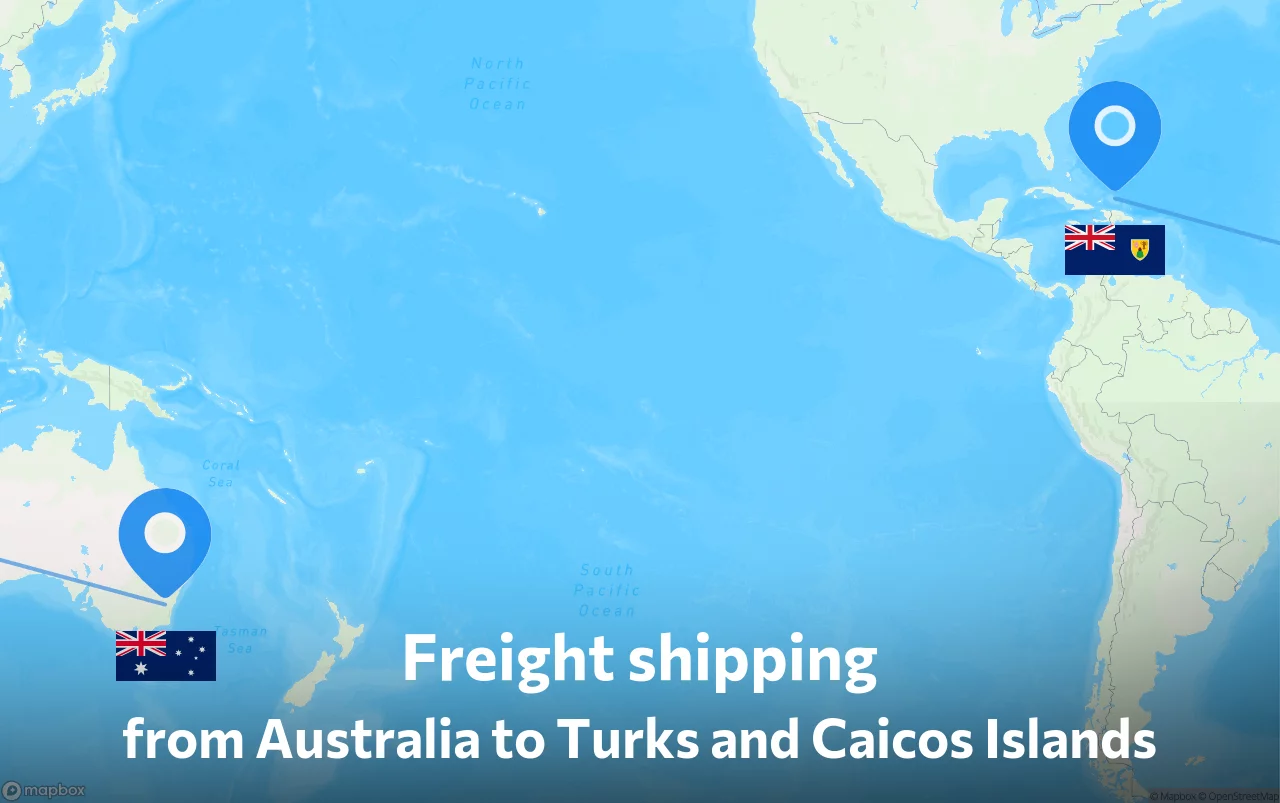 Shipping route from Australia to Turks and Caicos Islands