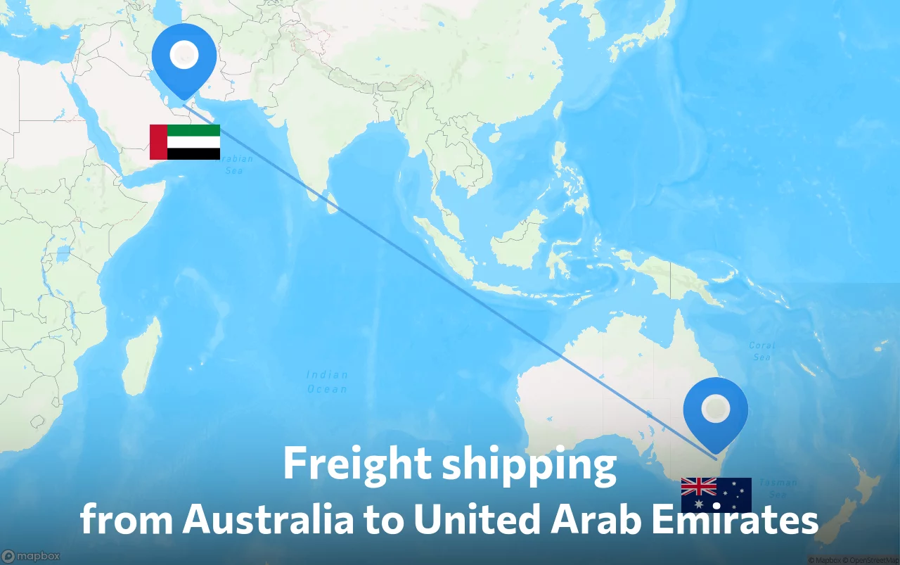 Shipping route from Australia to United Arab Emirates