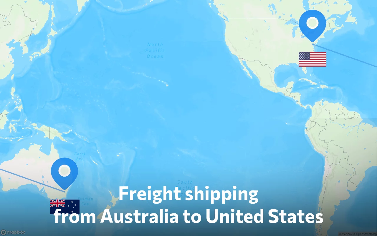 Shipping route from Australia to United States