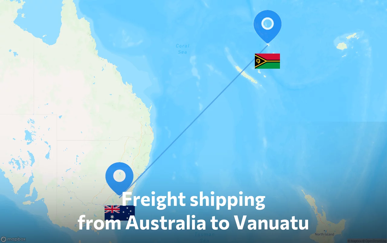 Shipping route from Australia to Vanuatu