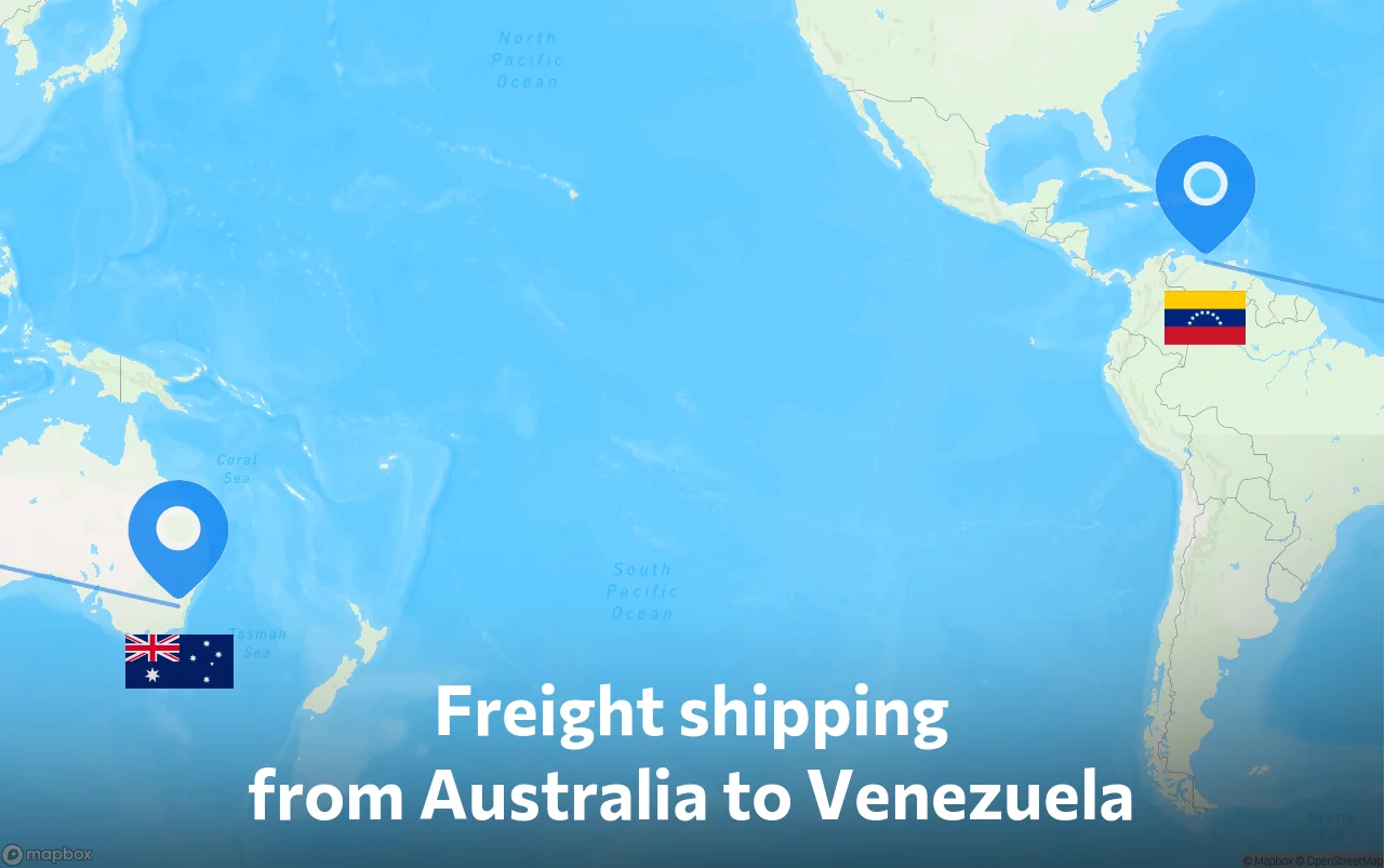 Shipping route from Australia to Venezuela