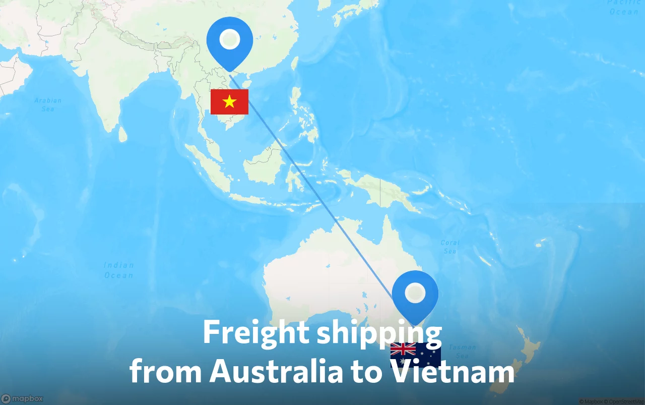 Shipping route from Australia to Vietnam