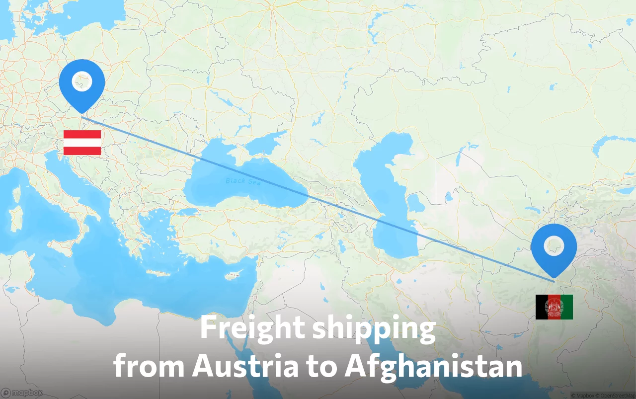 Shipping route from Austria to Afghanistan