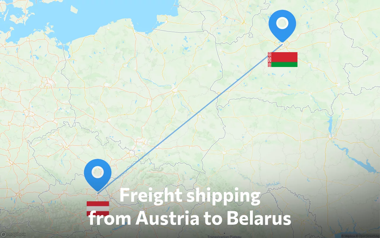 Shipping route from Austria to Belarus