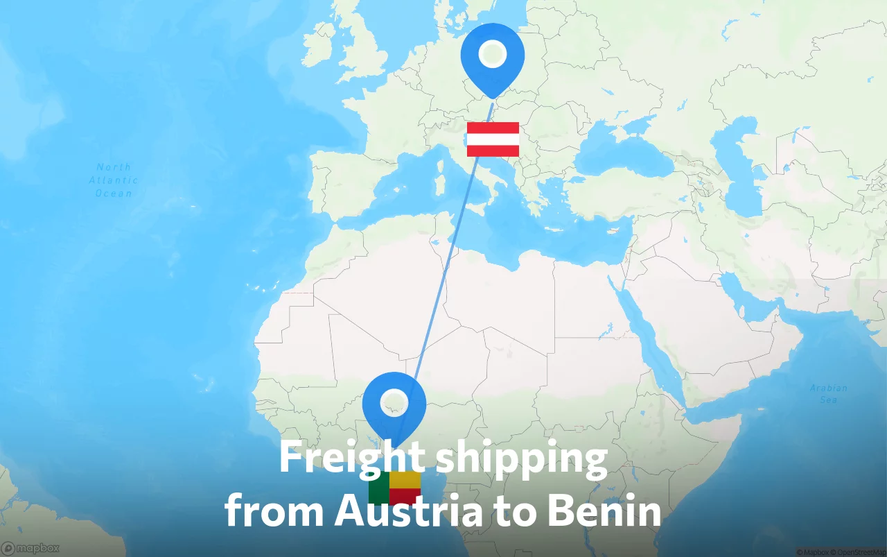 Shipping route from Austria to Benin