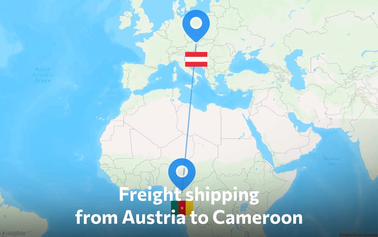 Shipping route from Austria to Cameroon