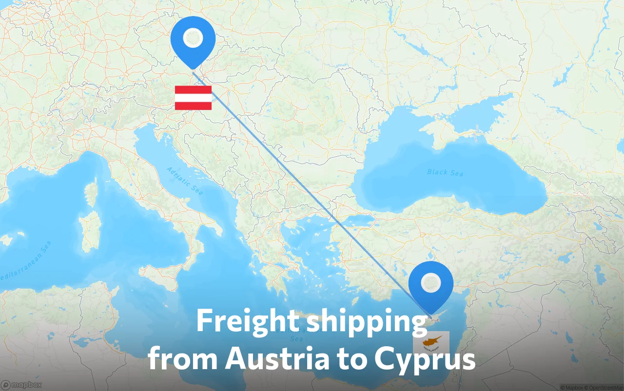 Shipping route from Austria to Cyprus