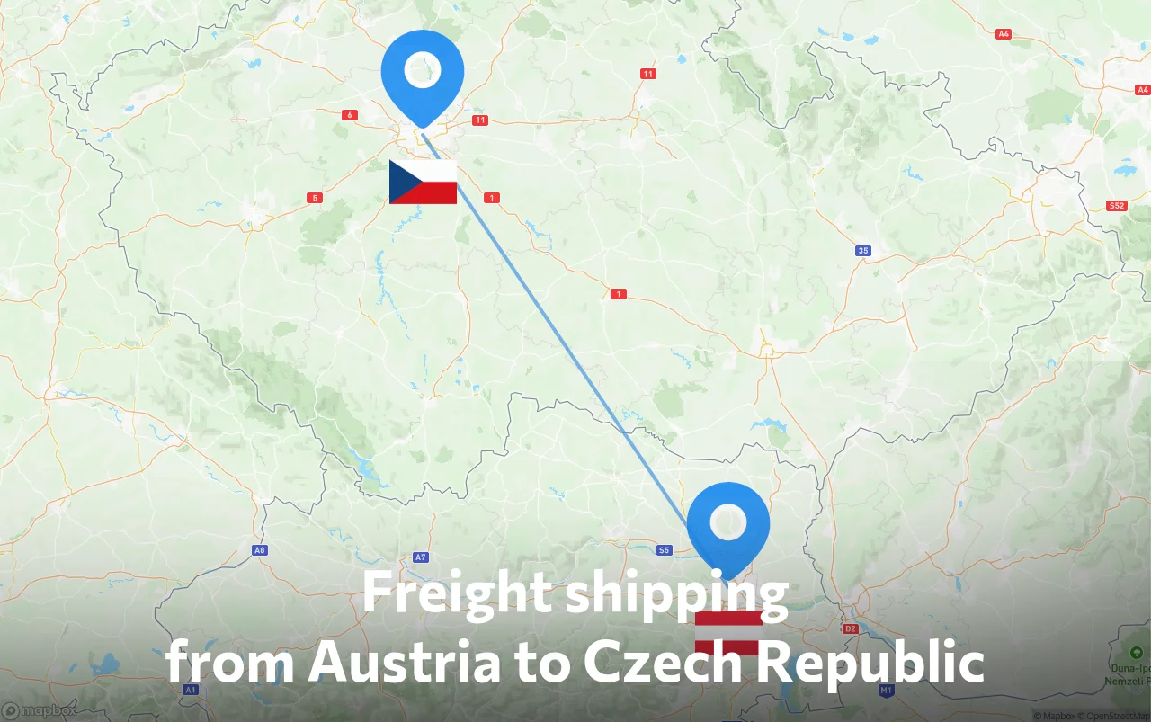 Shipping route from Austria to Czech Republic