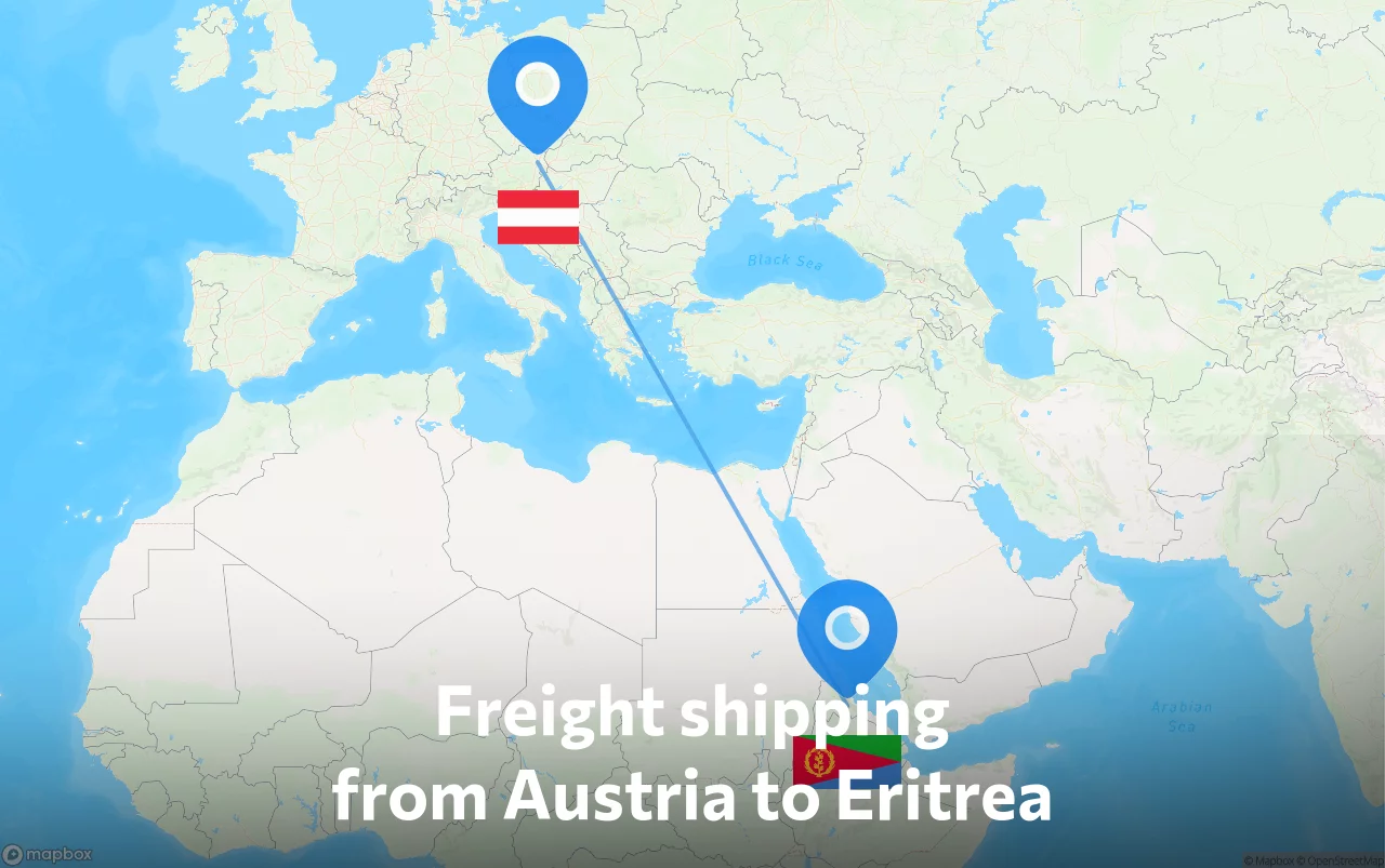 Shipping route from Austria to Eritrea