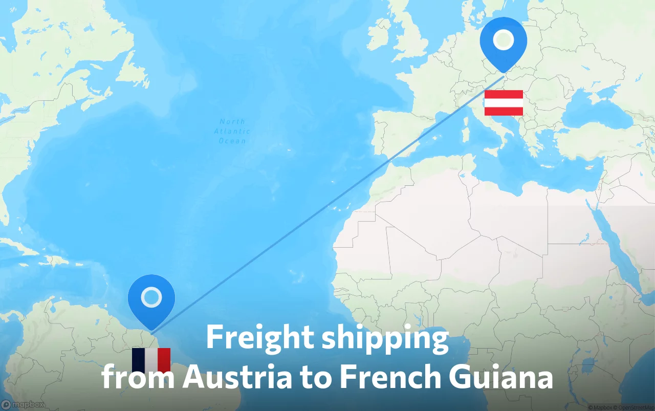 Shipping route from Austria to French Guiana