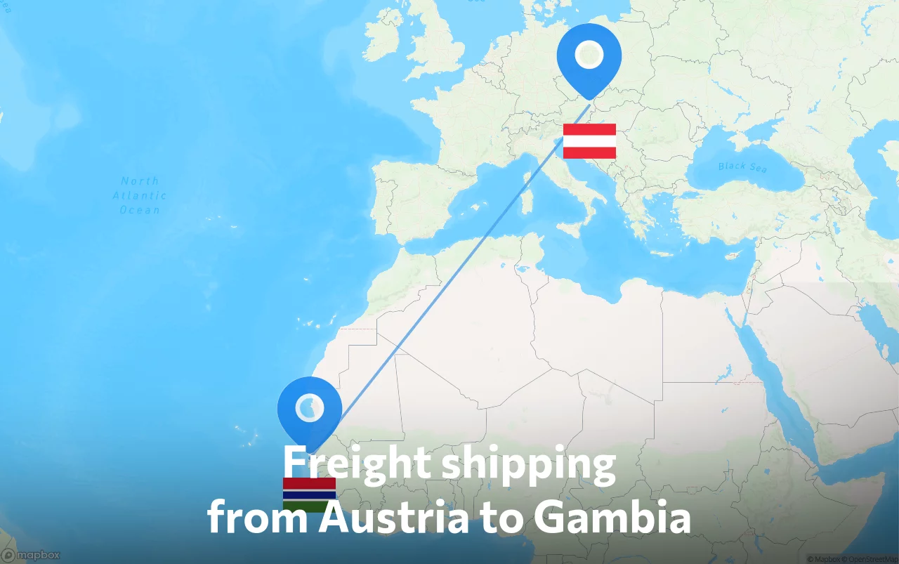 Shipping route from Austria to Gambia
