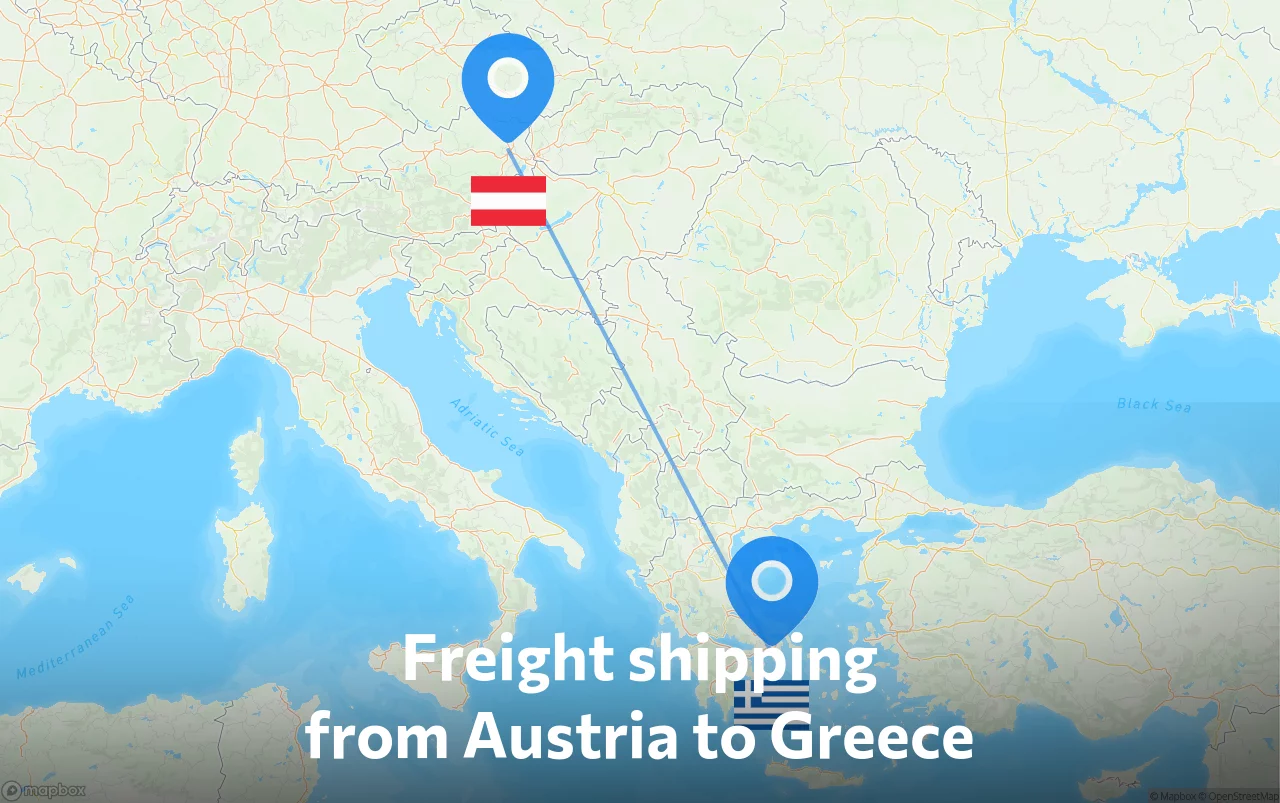 Shipping route from Austria to Greece