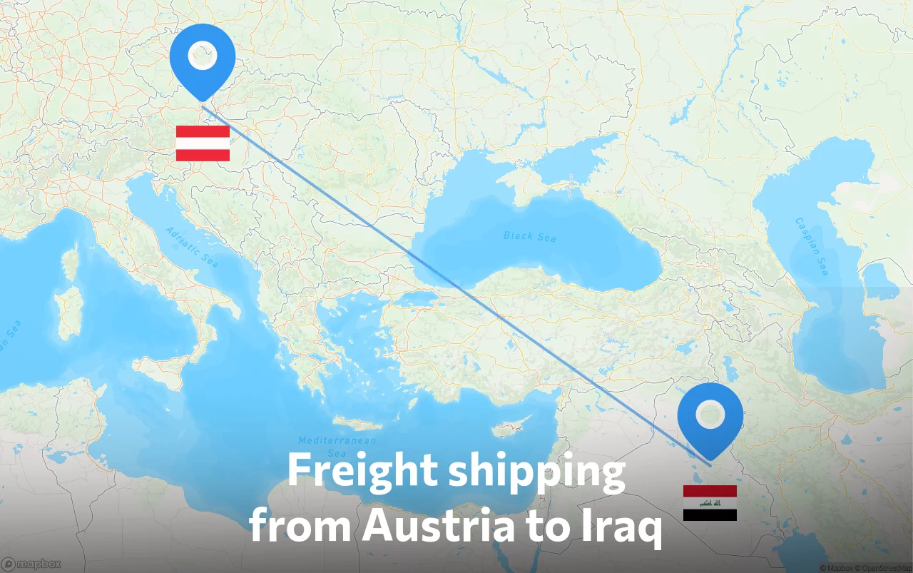 Shipping route from Austria to Iraq