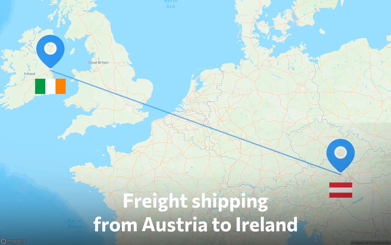 Shipping route from Austria to Ireland