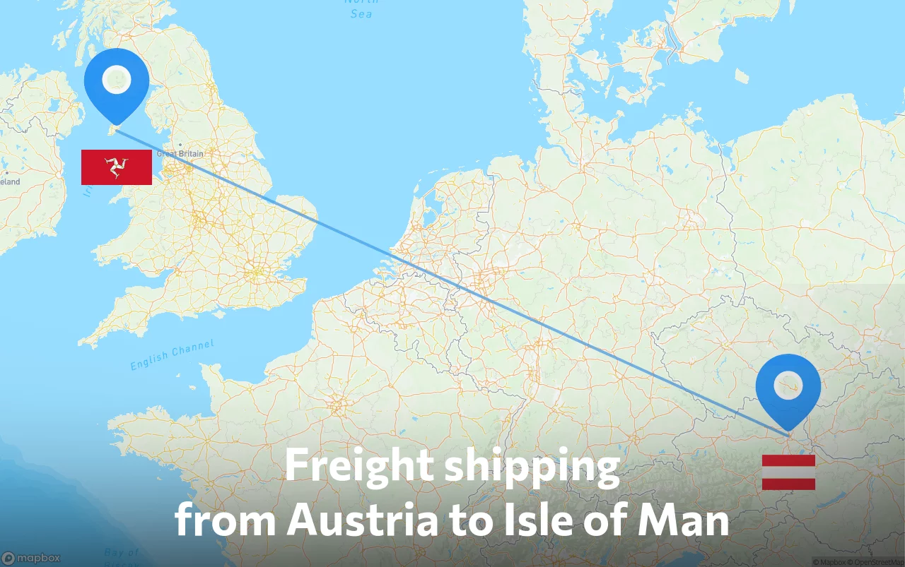 Shipping route from Austria to Isle of Man