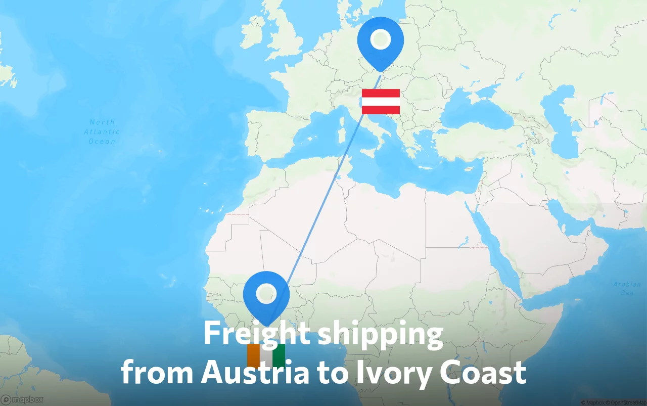 Shipping route from Austria to Ivory Coast