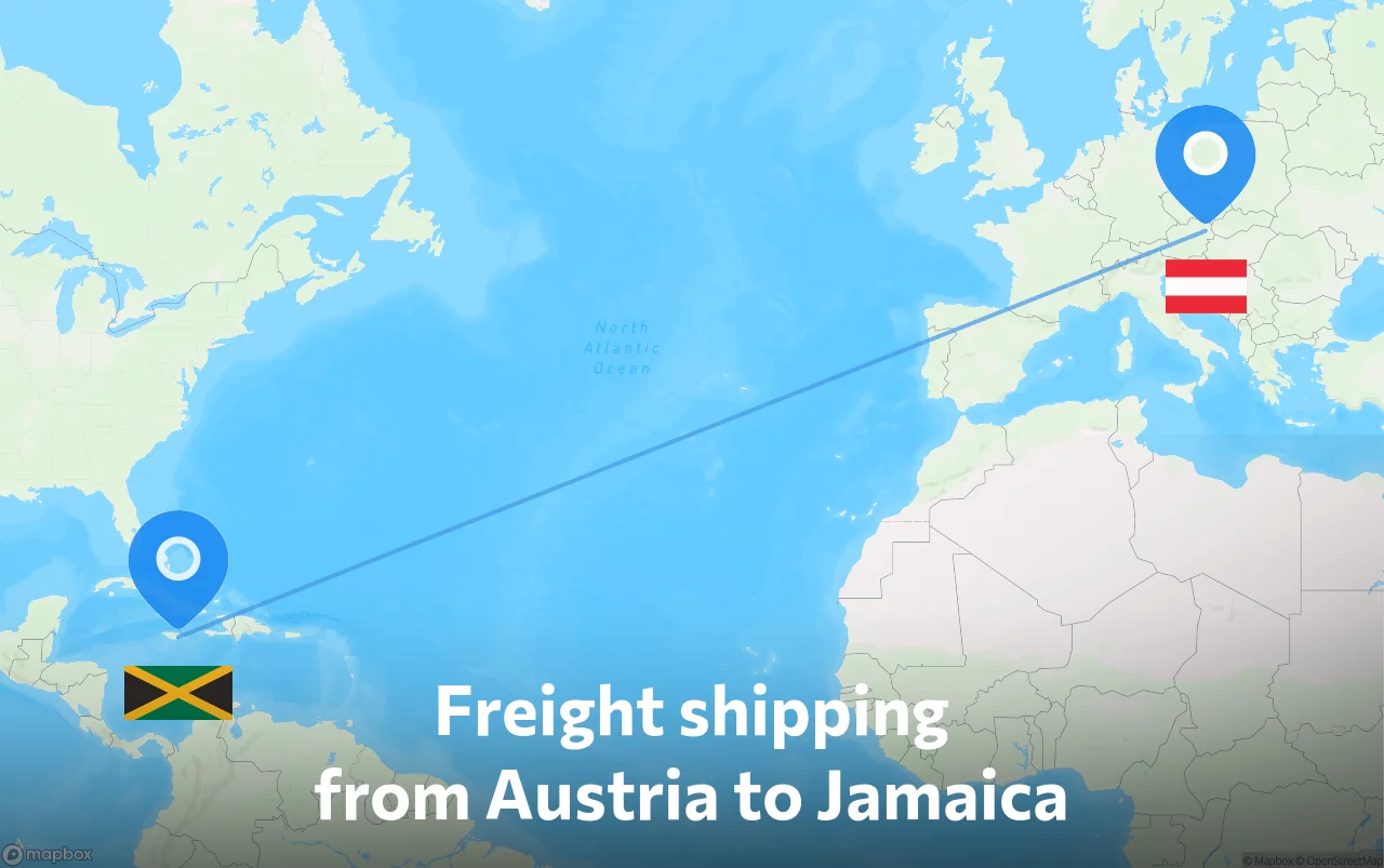 Shipping route from Austria to Jamaica
