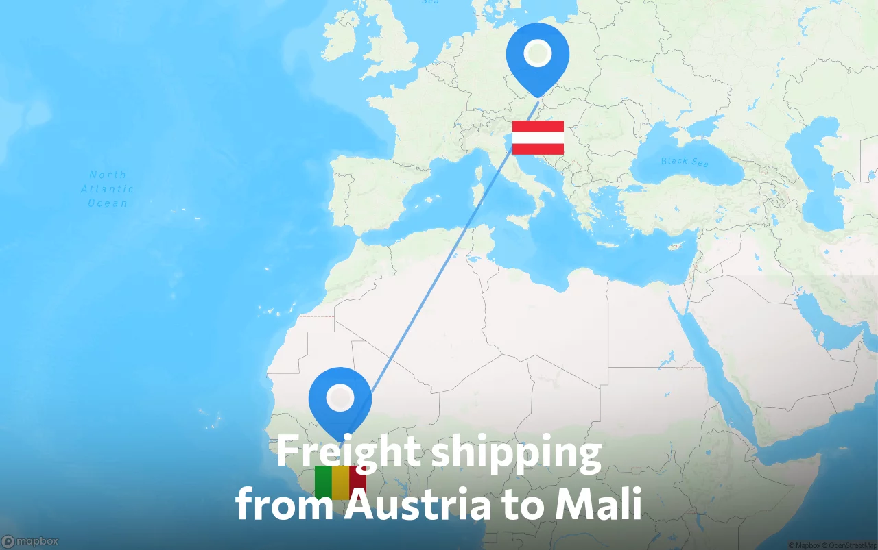 Shipping route from Austria to Mali