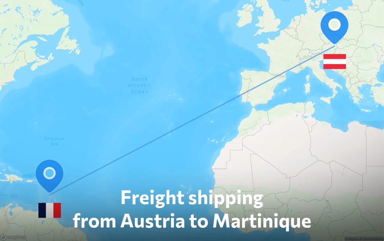 Shipping route from Austria to Martinique