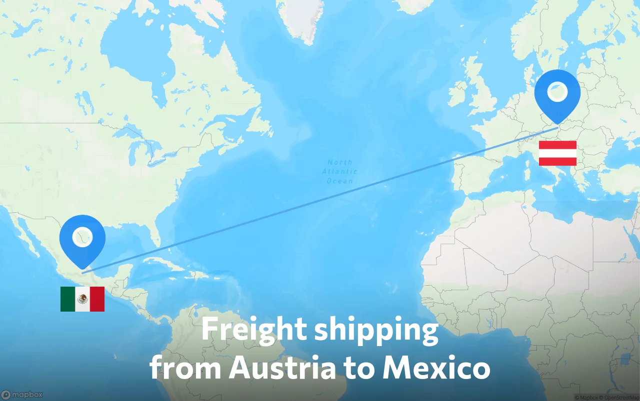 Shipping route from Austria to Mexico