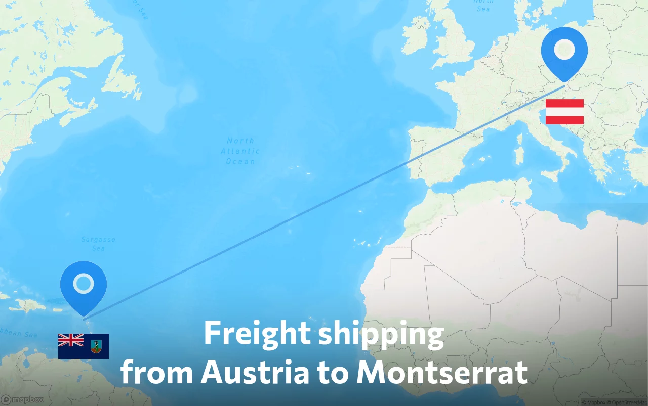 Shipping route from Austria to Montserrat