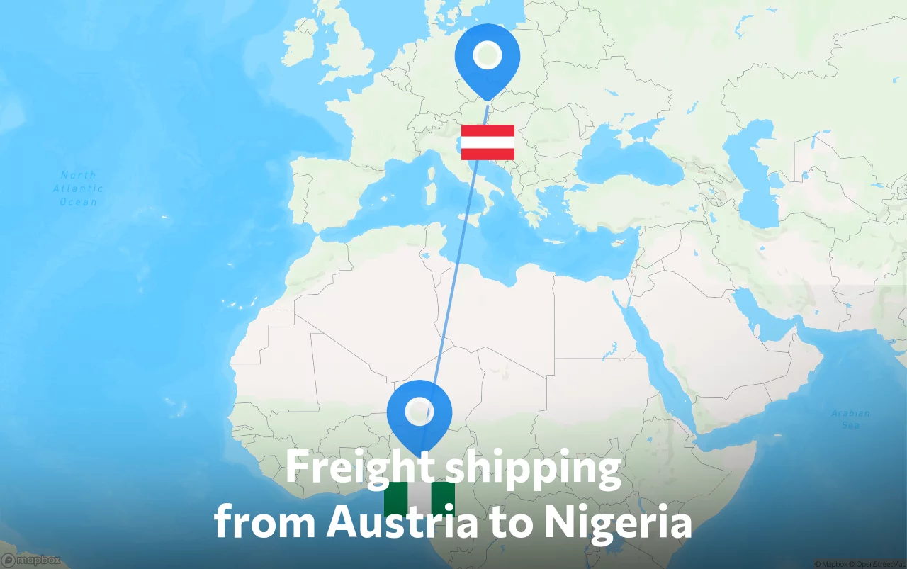 Shipping route from Austria to Nigeria