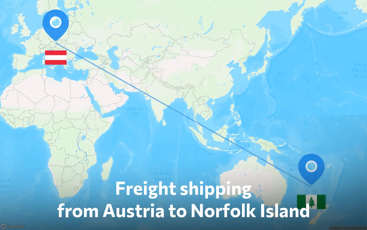 Shipping route from Austria to Norfolk Island