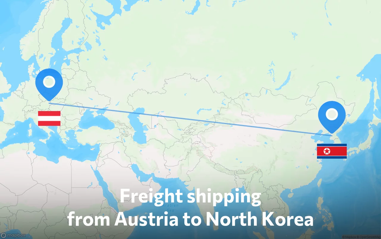 Shipping route from Austria to North Korea