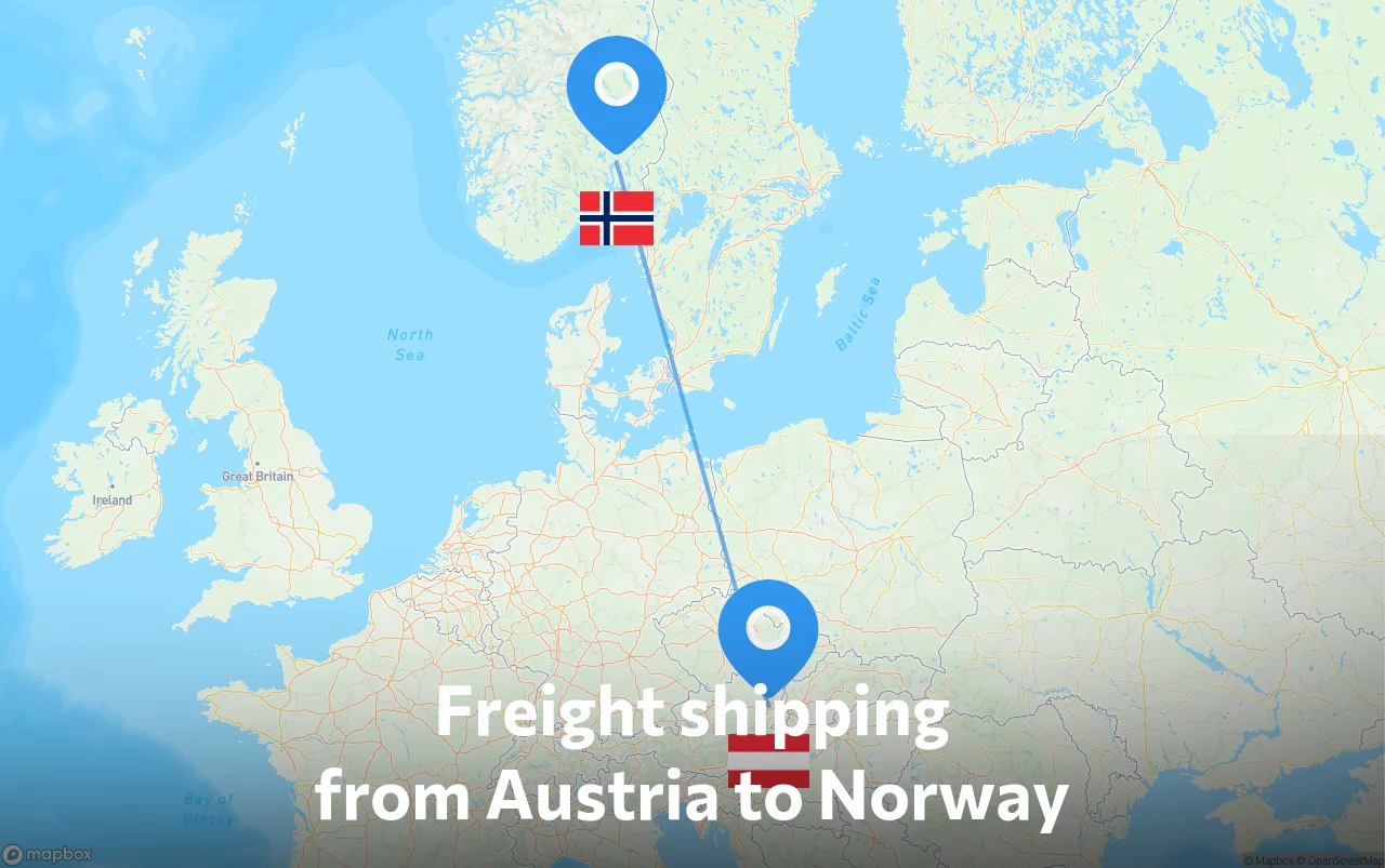 Shipping route from Austria to Norway