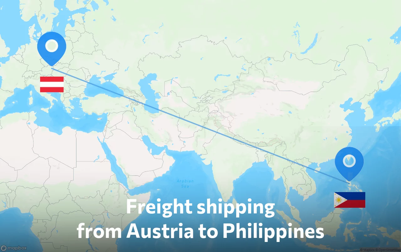 Shipping route from Austria to Philippines