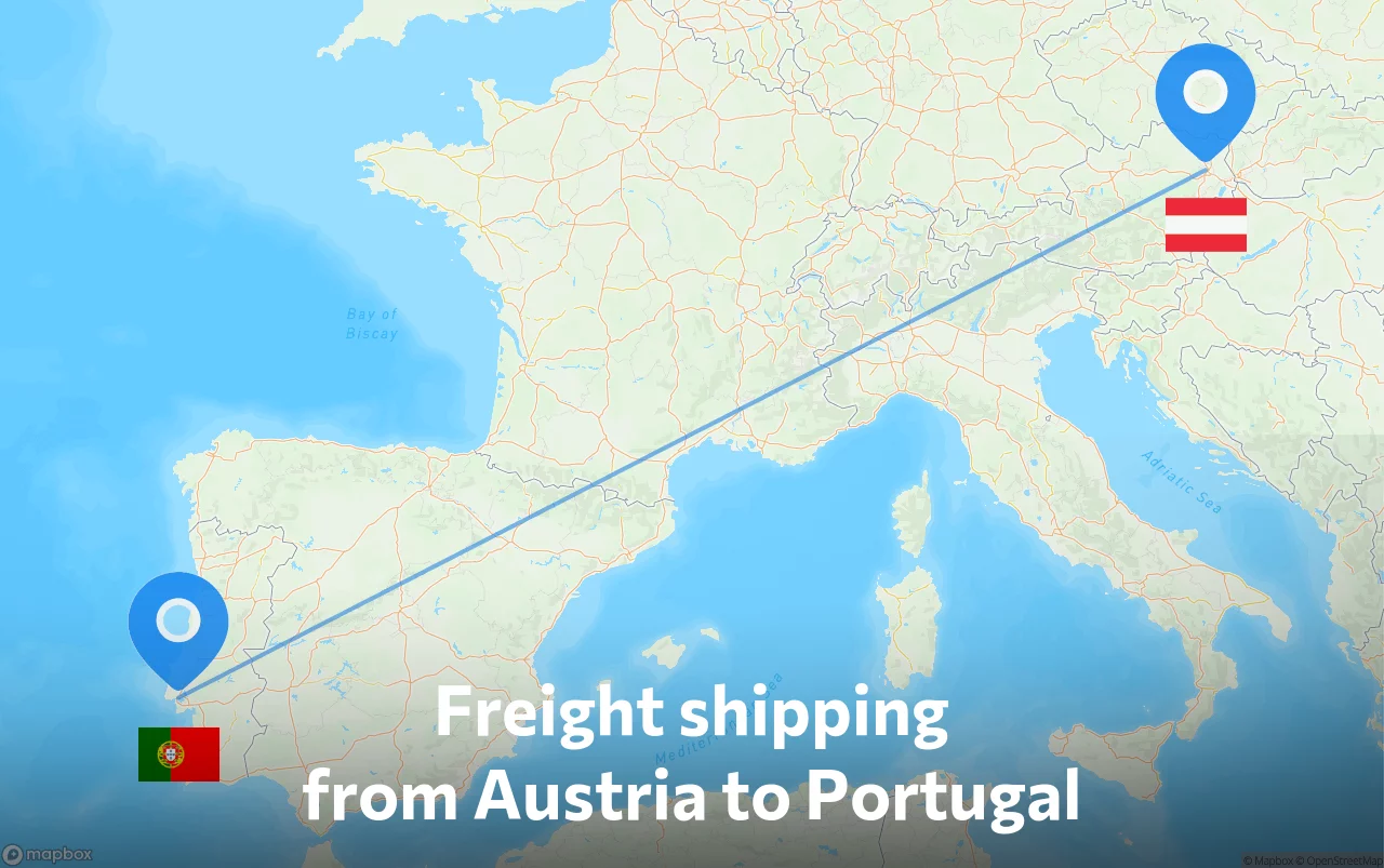 Shipping route from Austria to Portugal