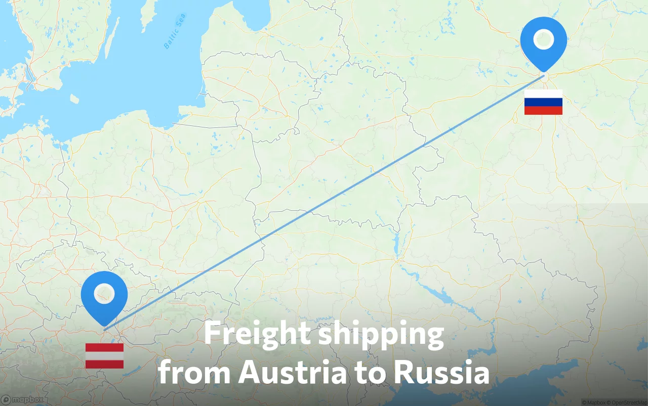 Shipping route from Austria to Russia