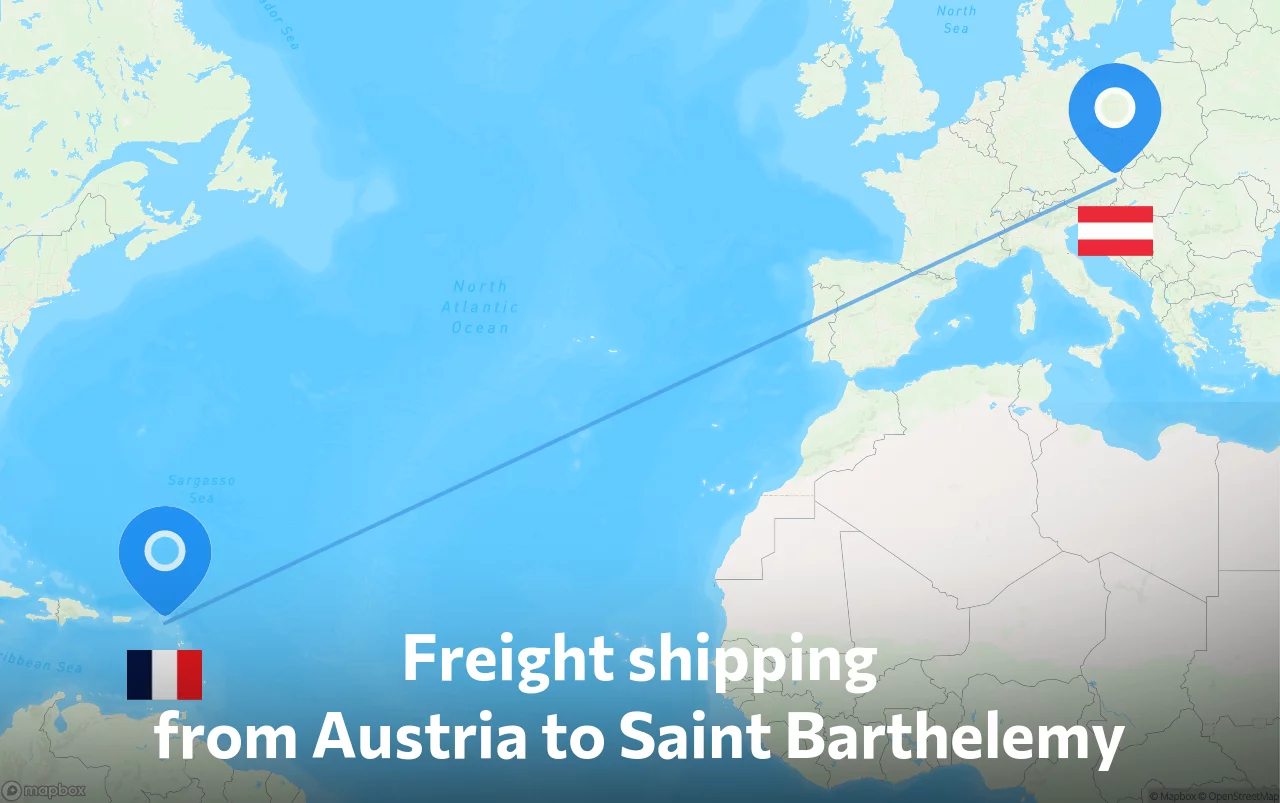 Shipping route from Austria to Saint Barthelemy