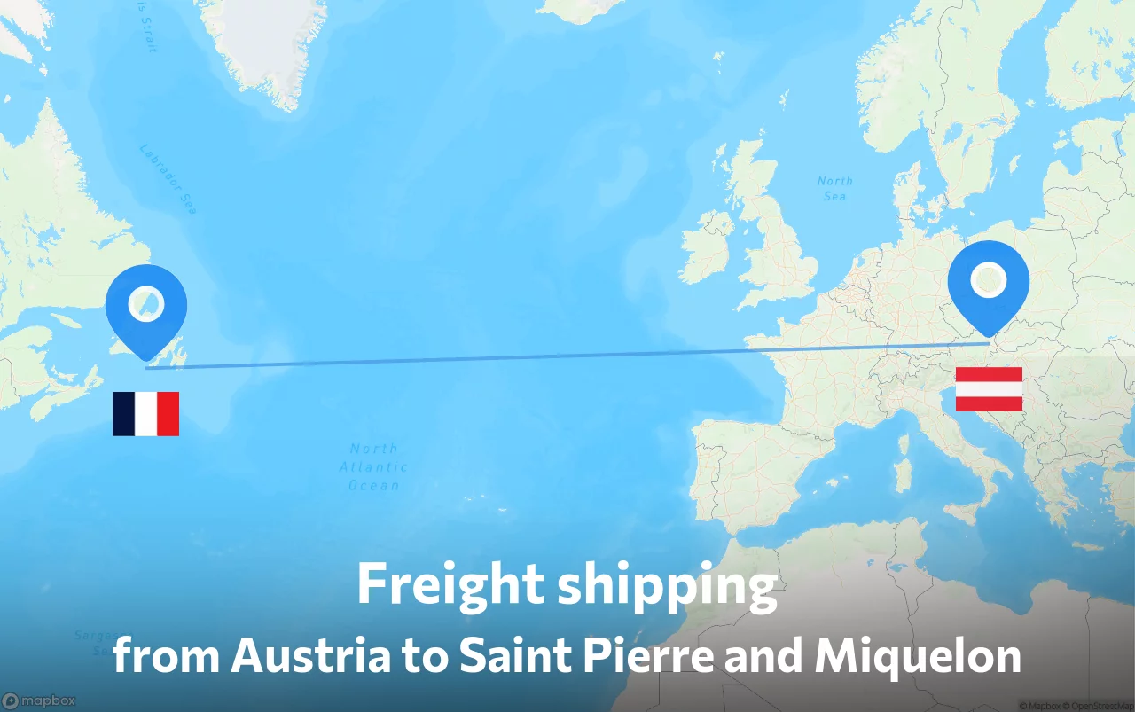 Shipping route from Austria to Saint Pierre and Miquelon